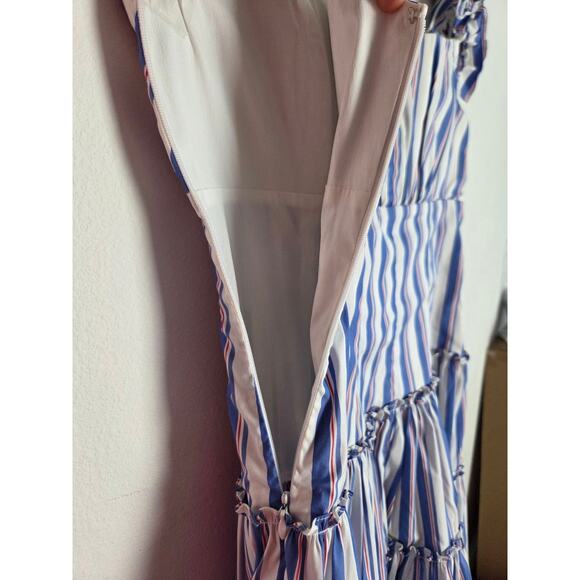 Caroline Constas Off Shoulder Dress Striped Medium M - Picture 9 of 15